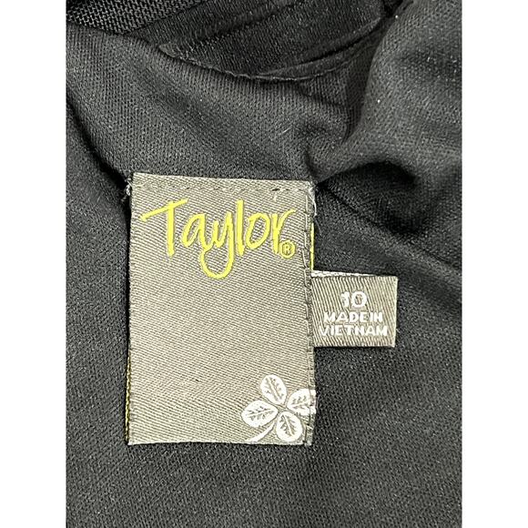 Taylor Black Short Sleeve Fit & Flare Back Zipper To Knee Cocktail Dress Size 10 - Picture 8 of 9